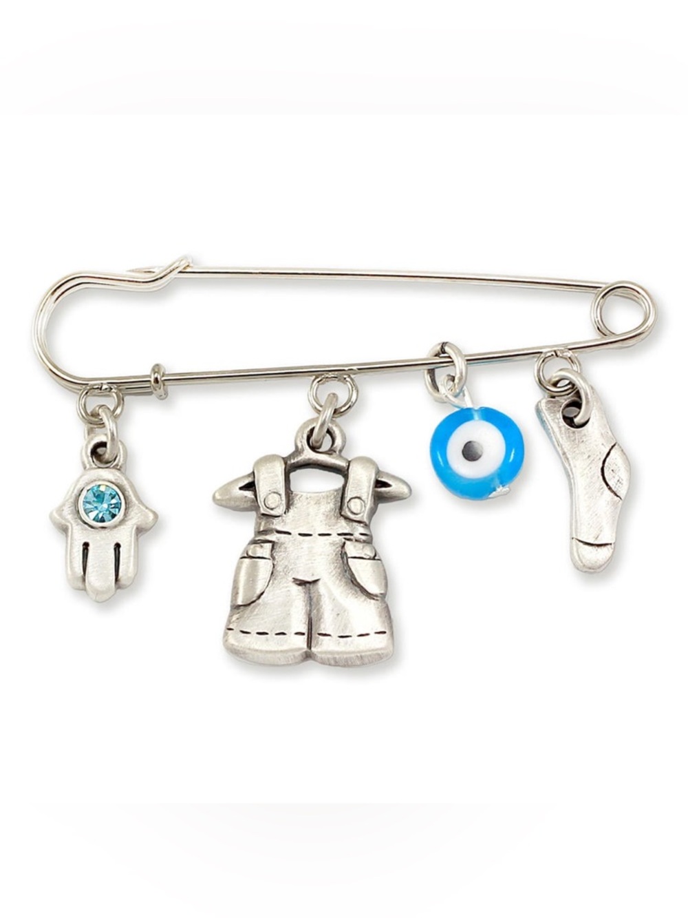 Silver Plated Clothing Safety Pin with Swarovski Crystal- boy NWT